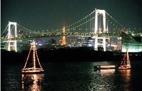 Illuminated yacht parade in Tokyo Bay